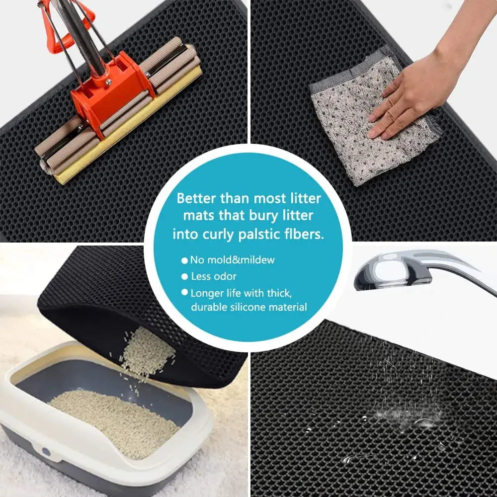 Double Layer Cat Litter Mat – Waterproof, Non-Slip Design