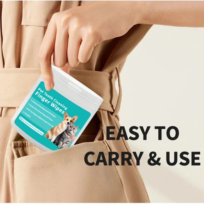 Disposable Pet Finger Toothbrush Wipes for Oral Care