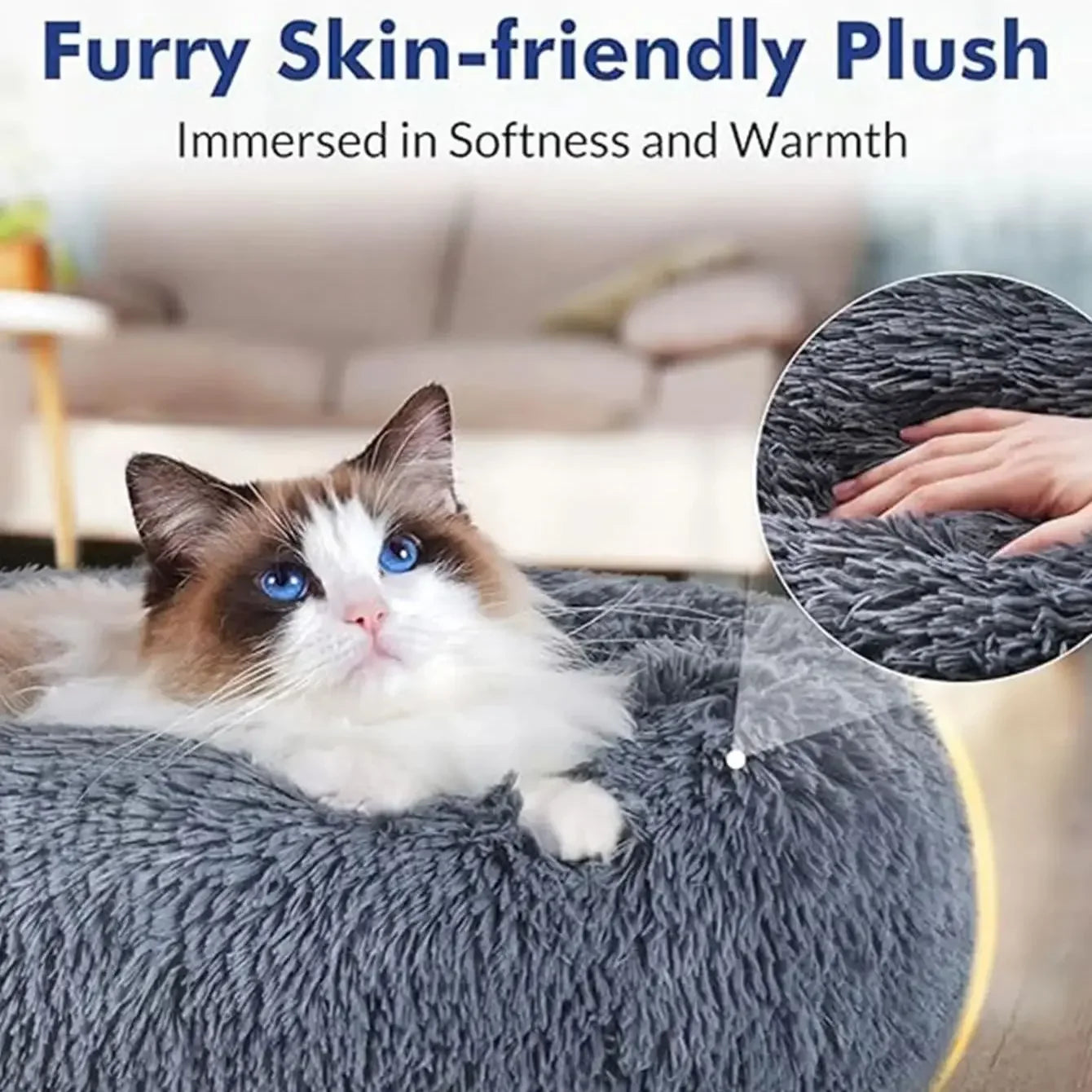 Round Plush Pet Bed for Dogs and Cats – Super Soft
