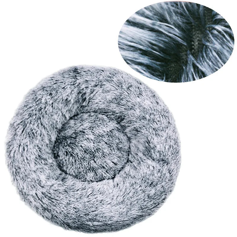 Gradient dark gray Color Round Plush Pet Bed for Dogs and Cats – Super Soft