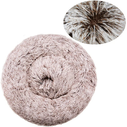 Gradient khaki Color Round Plush Pet Bed for Dogs and Cats – Super Soft