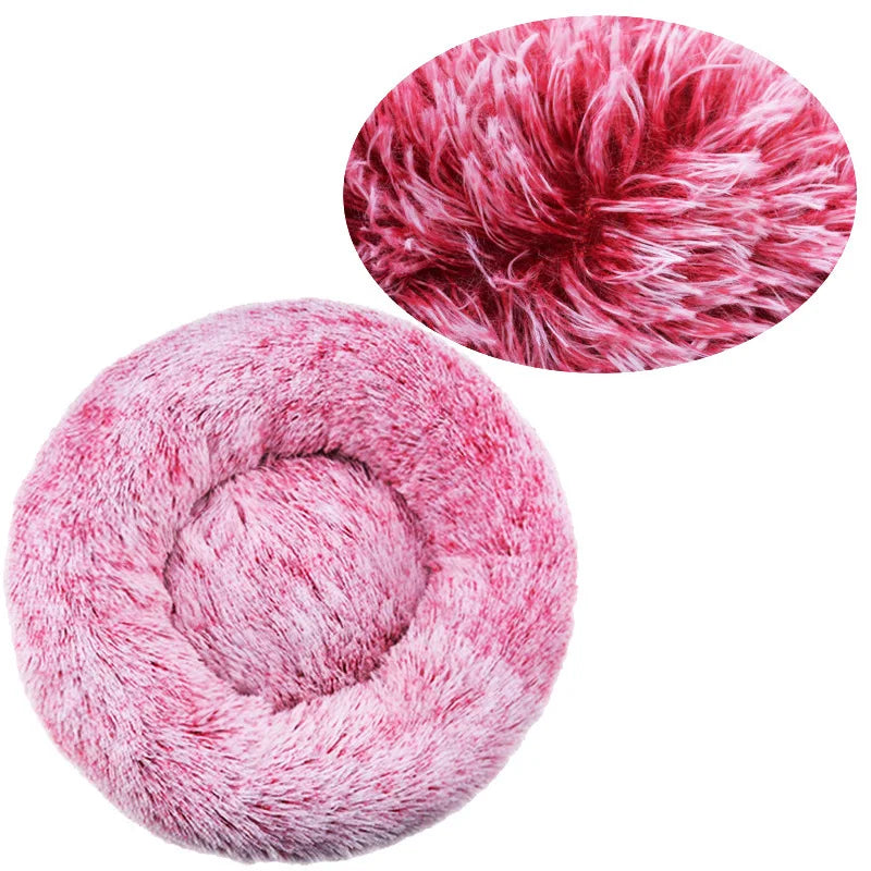 Gradient rose Color Round Plush Pet Bed for Dogs and Cats – Super Soft