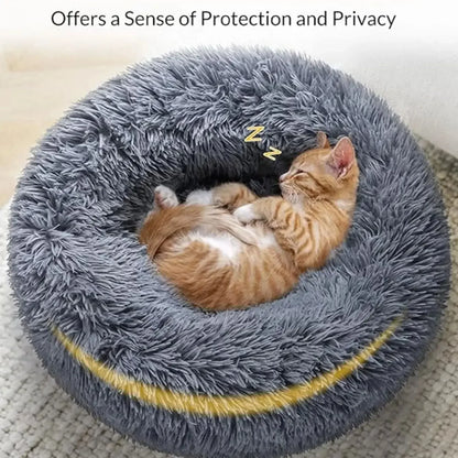 Round Plush Pet Bed for Dogs and Cats – Super Soft